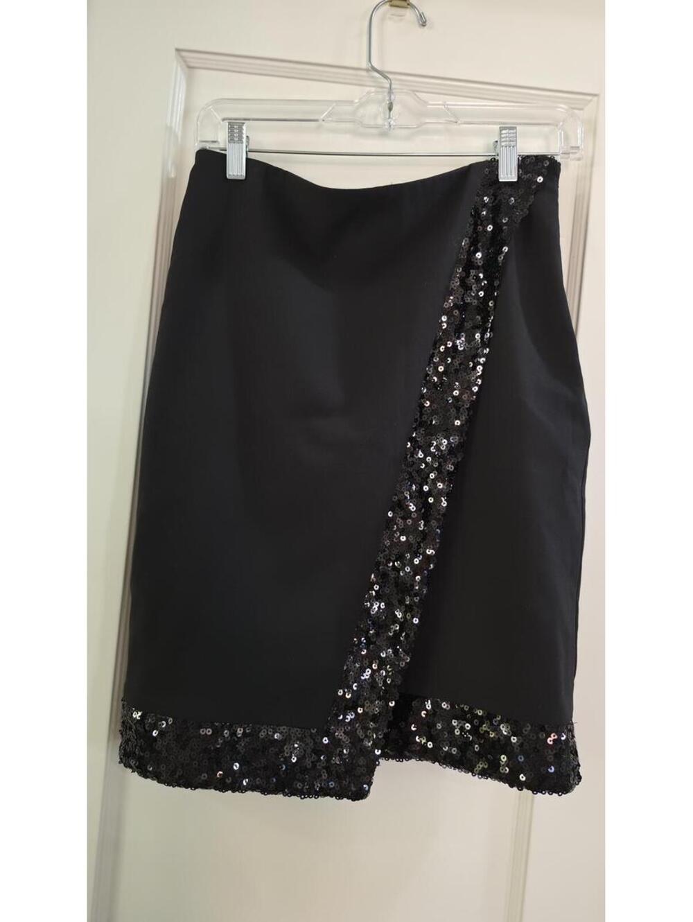 Black Sequin Trim Wrap Skirt Size 0